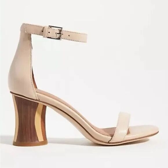 Jeffrey Campbell Ivory Leather Striped Sandal One Strap Heels - Picture 1 of 7